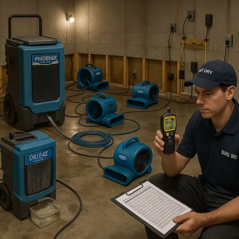 Structural Drying and Dehumidification process in Lockport, LA